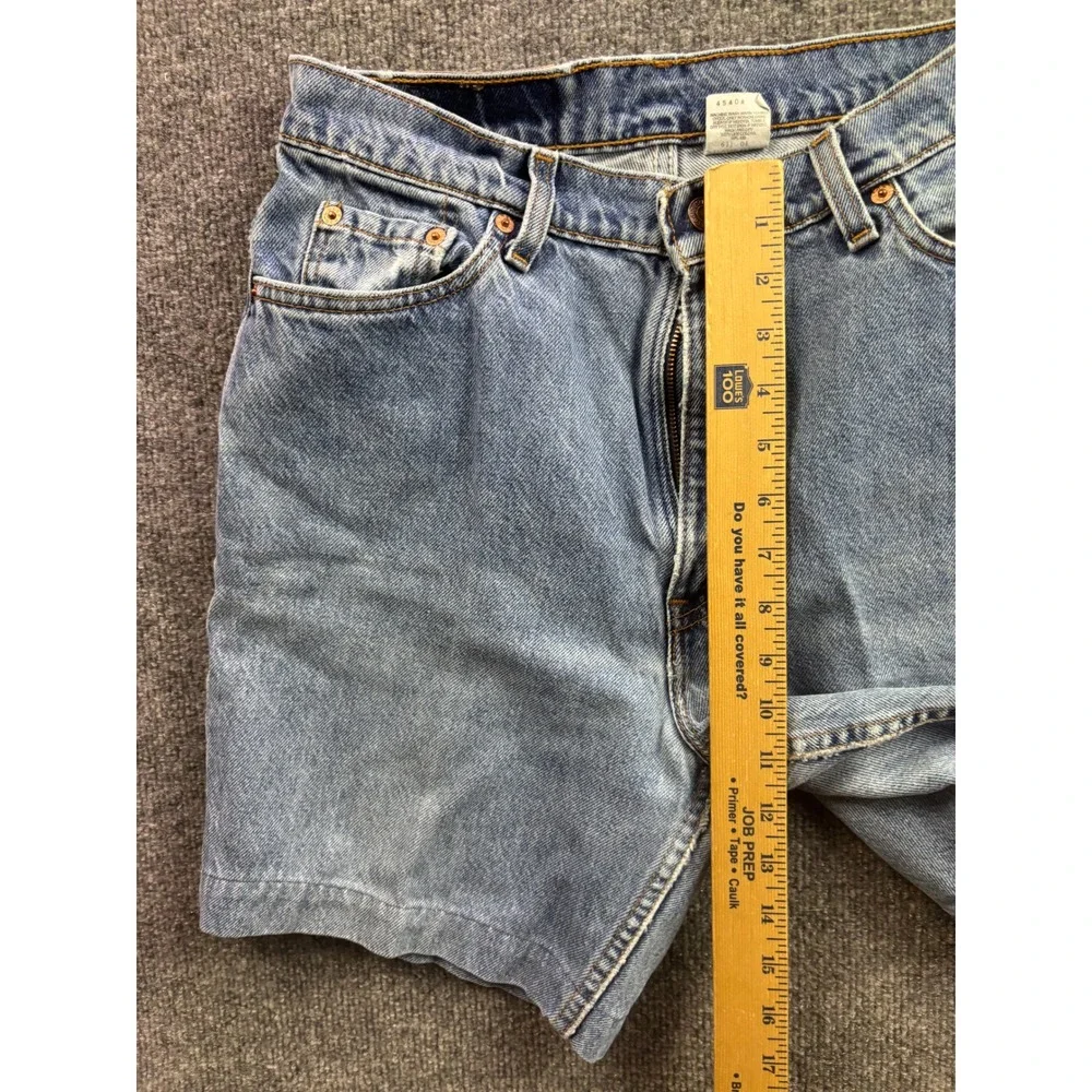 Vintage Levi's 512 Denim Shorts Womens 13 Long Blue High Waisted Slim Tapered